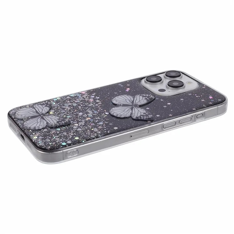 AW Series For iPhone 15 Pro Case TPU+PVC Sparkle Epoxy Big Rear Lens Hole Protective Cover