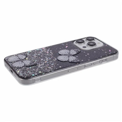 AW Series For iPhone 15 Pro Case TPU+PVC Sparkle Epoxy Big Rear Lens Hole Protective Cover