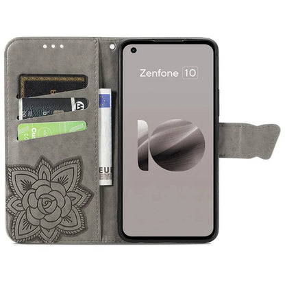 For Asus Zenfone 10 5G Cell Phone Case Butterfly Imprinted Anti-fall Wallet Leather Cover