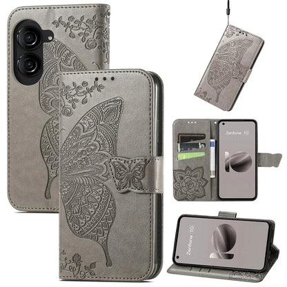 For Asus Zenfone 10 5G Cell Phone Case Butterfly Imprinted Anti-fall Wallet Leather Cover
