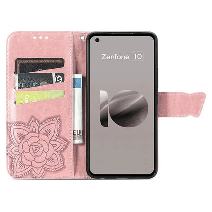 For Asus Zenfone 10 5G Cell Phone Case Butterfly Imprinted Anti-fall Wallet Leather Cover