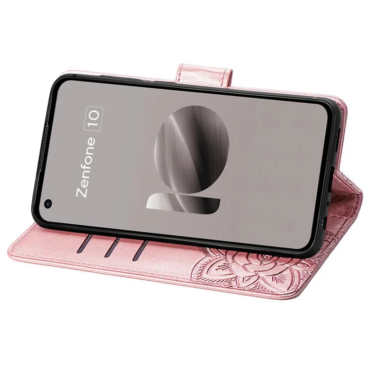 For Asus Zenfone 10 5G Cell Phone Case Butterfly Imprinted Anti-fall Wallet Leather Cover