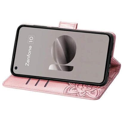 For Asus Zenfone 10 5G Cell Phone Case Butterfly Imprinted Anti-fall Wallet Leather Cover