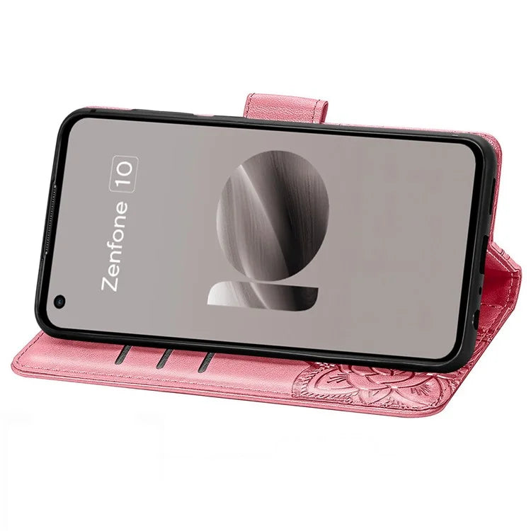 For Asus Zenfone 10 5G Cell Phone Case Butterfly Imprinted Anti-fall Wallet Leather Cover
