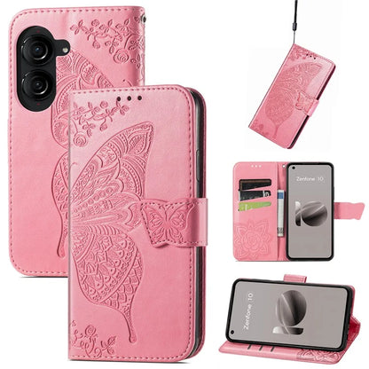 For Asus Zenfone 10 5G Cell Phone Case Butterfly Imprinted Anti-fall Wallet Leather Cover