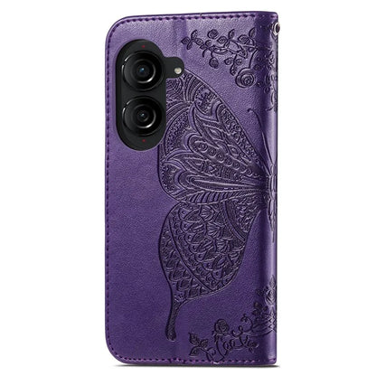 For Asus Zenfone 10 5G Cell Phone Case Butterfly Imprinted Anti-fall Wallet Leather Cover