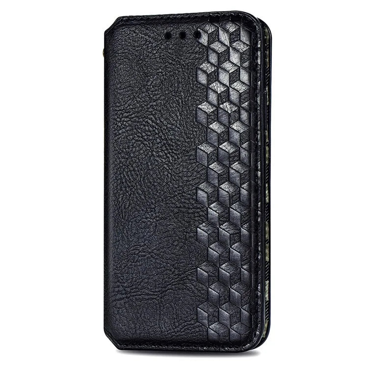 For Asus Zenfone 10 5G Magnetic Case PU Leather Rhombus Imprinted Anti-drop Phone Wallet Cover