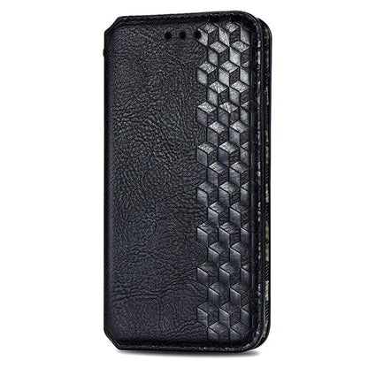 For Asus Zenfone 10 5G Magnetic Case PU Leather Rhombus Imprinted Anti-drop Phone Wallet Cover