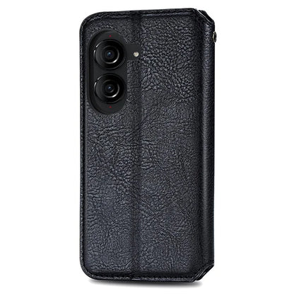 For Asus Zenfone 10 5G Magnetic Case PU Leather Rhombus Imprinted Anti-drop Phone Wallet Cover