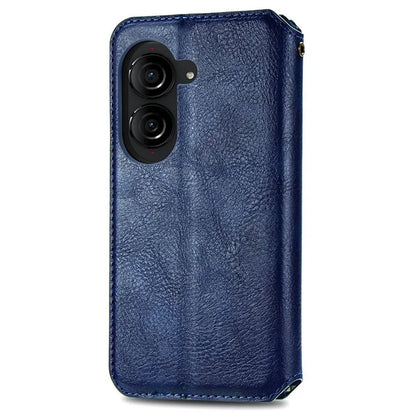 For Asus Zenfone 10 5G Magnetic Case PU Leather Rhombus Imprinted Anti-drop Phone Wallet Cover