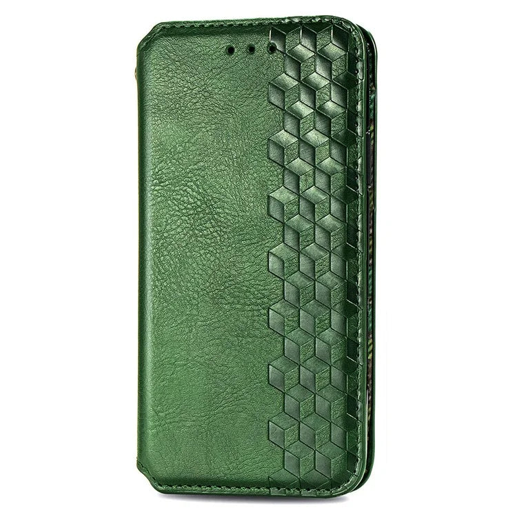 For Asus Zenfone 10 5G Magnetic Case PU Leather Rhombus Imprinted Anti-drop Phone Wallet Cover