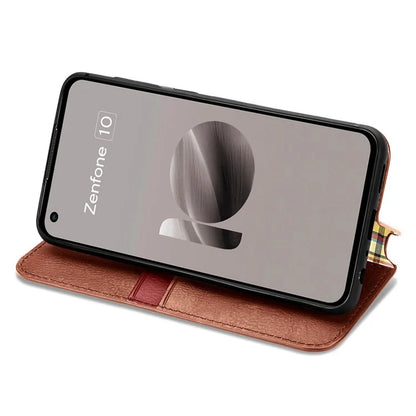 For Asus Zenfone 10 5G Magnetic Case PU Leather Rhombus Imprinted Anti-drop Phone Wallet Cover