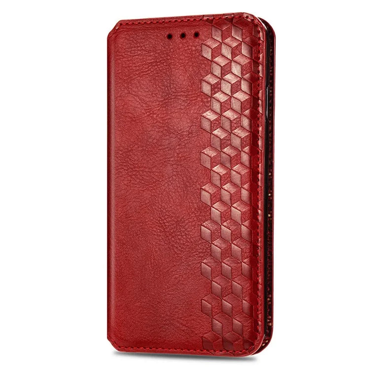 For Asus Zenfone 10 5G Magnetic Case PU Leather Rhombus Imprinted Anti-drop Phone Wallet Cover