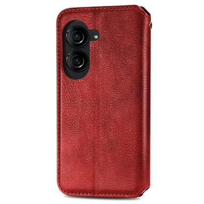 For Asus Zenfone 10 5G Magnetic Case PU Leather Rhombus Imprinted Anti-drop Phone Wallet Cover