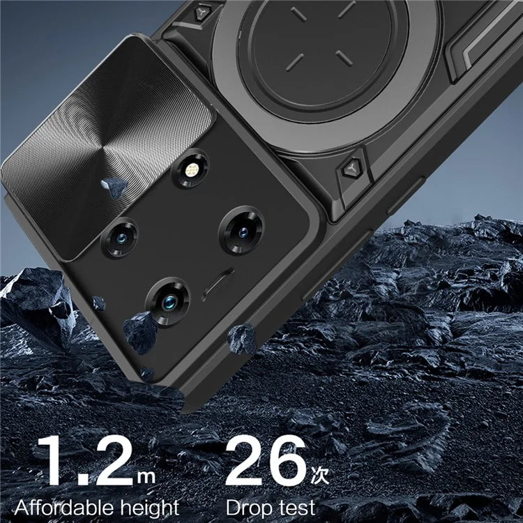 For Transsion Infinix Note 30 Pro 4G Case Slide Camera Lid Kickstand Anti-Slip Phone Cover