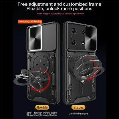 For Transsion Infinix Note 30 Pro 4G Case Slide Camera Lid Kickstand Anti-Slip Phone Cover