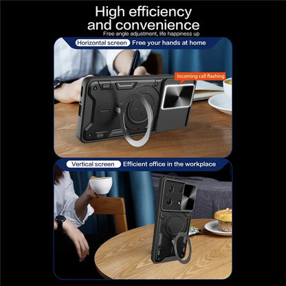 For Transsion Infinix Note 30 Pro 4G Case Slide Camera Lid Kickstand Anti-Slip Phone Cover