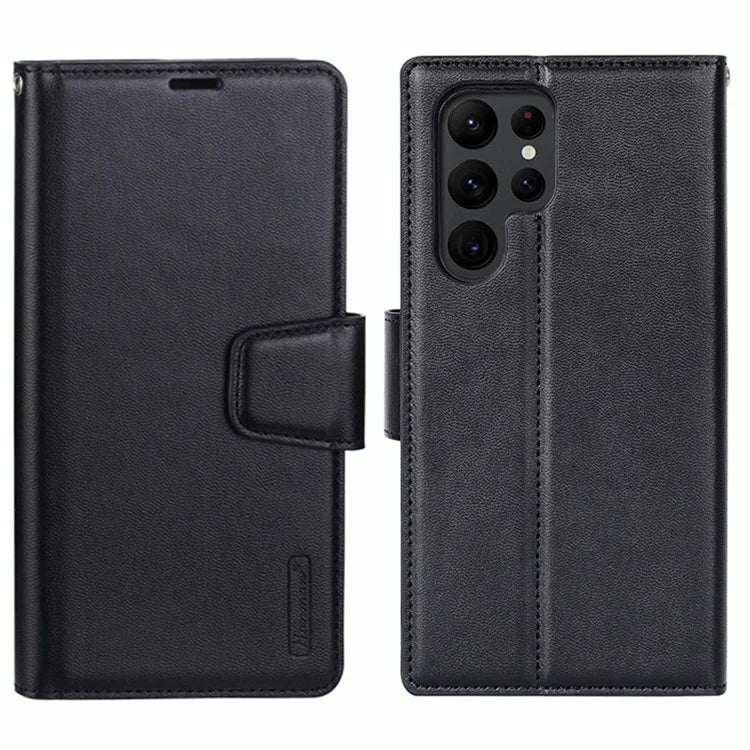HANMAN Mill Series for Samsung Galaxy S24 Ultra Dustproof Cell Phone Case PU Leather Cover Wallet