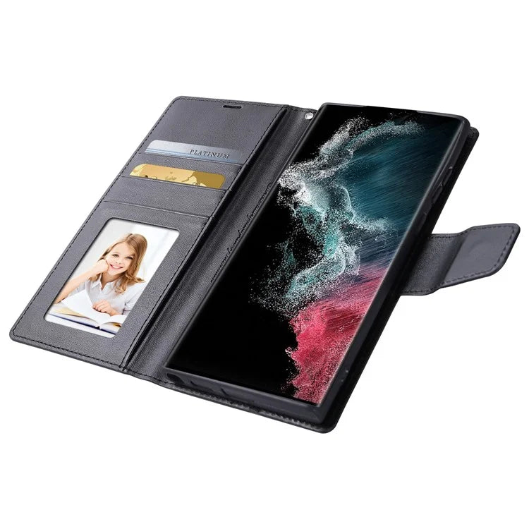 HANMAN Mill Series for Samsung Galaxy S24 Ultra Dustproof Cell Phone Case PU Leather Cover Wallet