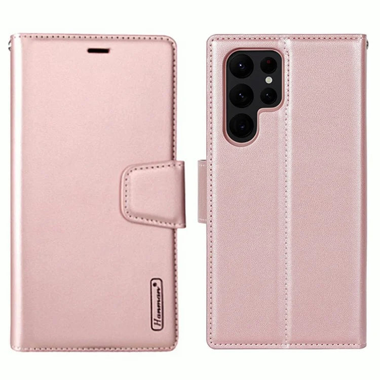 HANMAN Mill Series for Samsung Galaxy S24 Ultra Dustproof Cell Phone Case PU Leather Cover Wallet