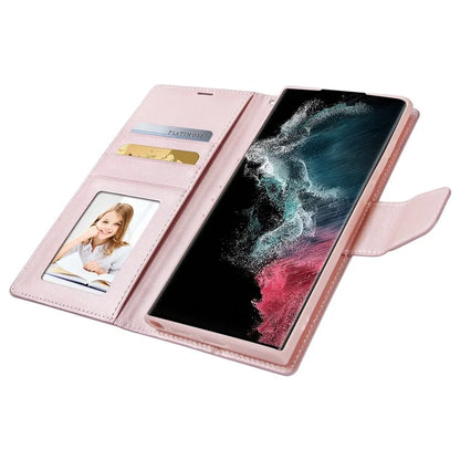 HANMAN Mill Series for Samsung Galaxy S24 Ultra Dustproof Cell Phone Case PU Leather Cover Wallet