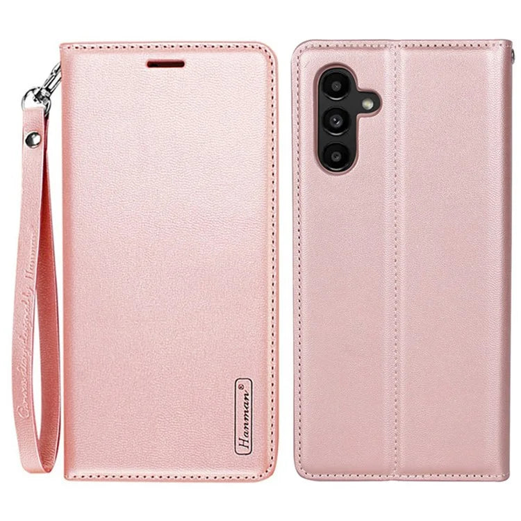 HANMAN Minuo Series For Samsung Galaxy A25 5G (Global) (161.0 x 76.5 x 8.3mm) PU Leather Phone Shell Wallet Phone Cover Case