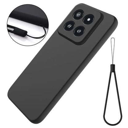 For Xiaomi 14 Pro Silicone Case Shockproof Phone Back Cover with Wrist Strap