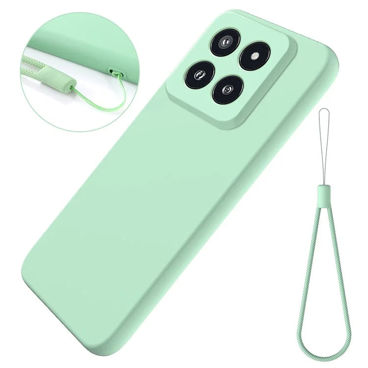 For Xiaomi 14 Pro Silicone Case Shockproof Phone Back Cover with Wrist Strap