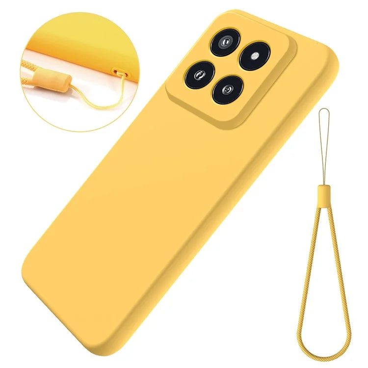 For Xiaomi 14 Pro Silicone Case Shockproof Phone Back Cover with Wrist Strap