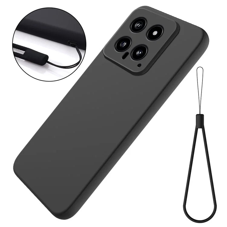 For Xiaomi 14 Silicone Case with a Strap Mobile Phone Back Cover Protector