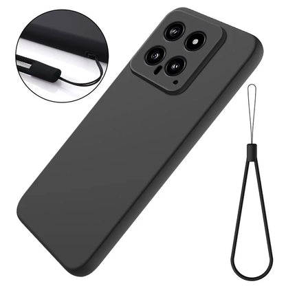 For Xiaomi 14 Silicone Case with a Strap Mobile Phone Back Cover Protector