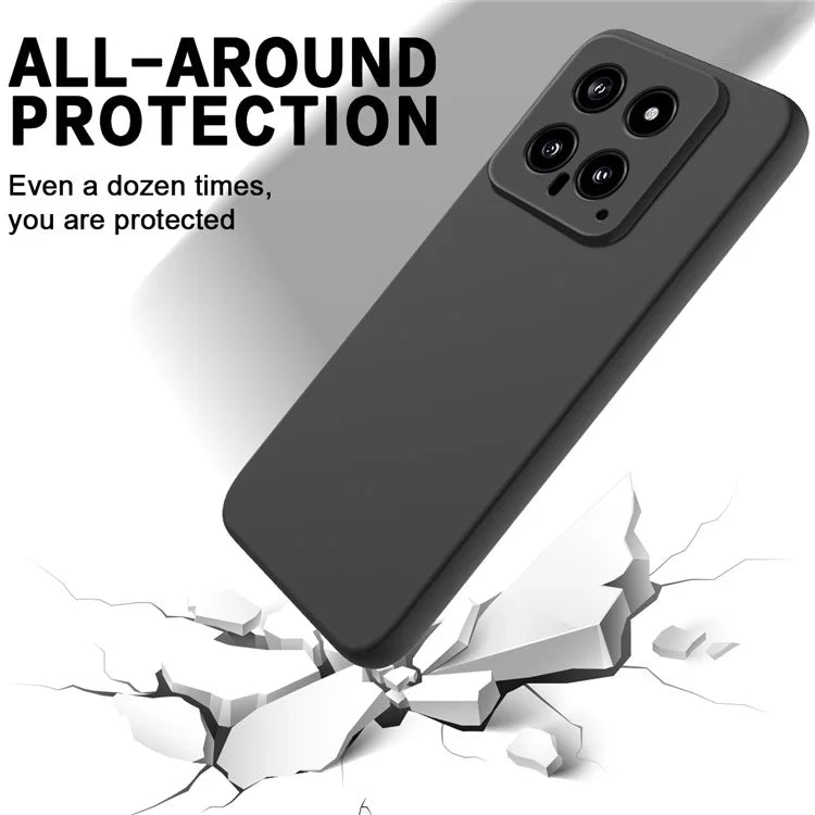 For Xiaomi 14 Silicone Case with a Strap Mobile Phone Back Cover Protector