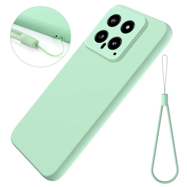 For Xiaomi 14 Silicone Case with a Strap Mobile Phone Back Cover Protector