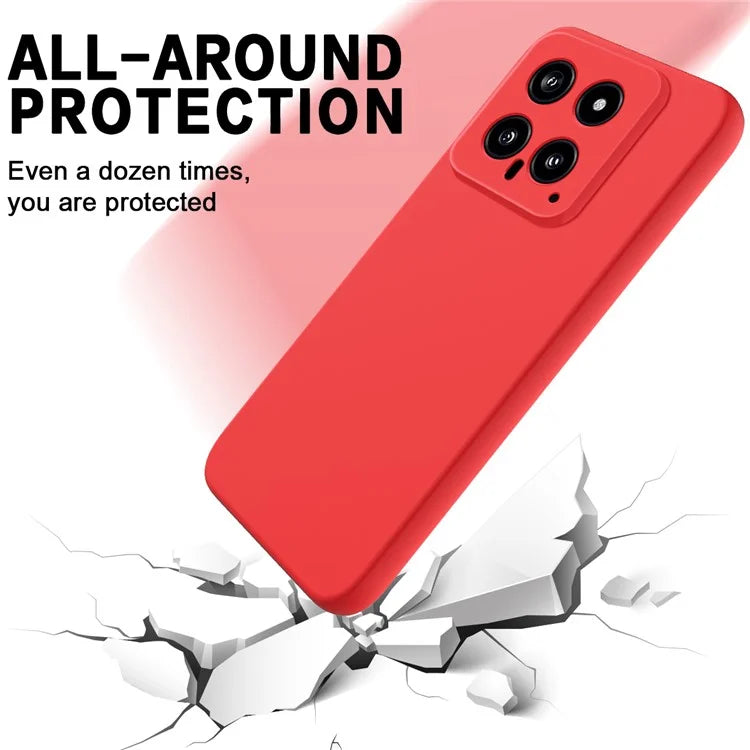 For Xiaomi 14 Silicone Case with a Strap Mobile Phone Back Cover Protector