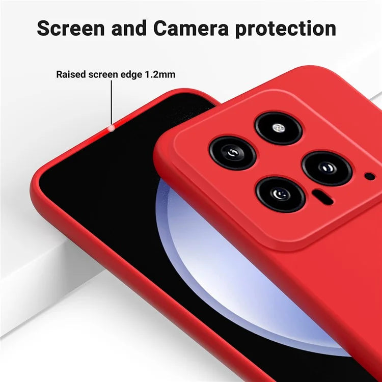 For Xiaomi 14 Silicone Case with a Strap Mobile Phone Back Cover Protector