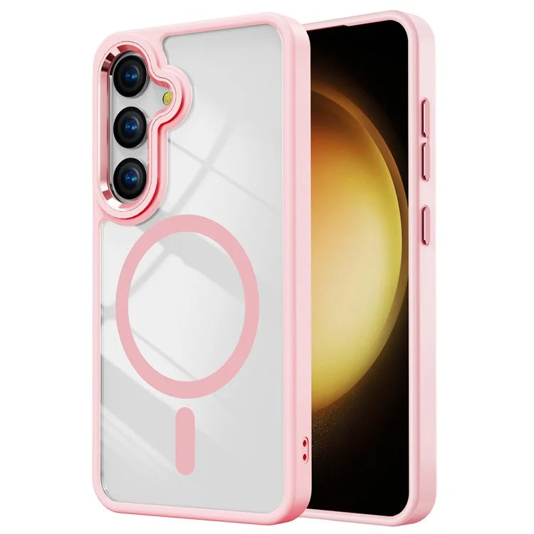 For Samsung Galaxy S24+ Case Shockproof TPU+Acrylic Clear Phone Shell Compatible with MagSafe