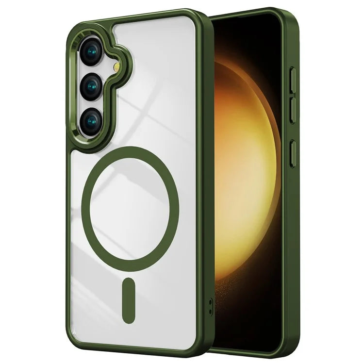 For Samsung Galaxy S24+ Case Shockproof TPU+Acrylic Clear Phone Shell Compatible with MagSafe