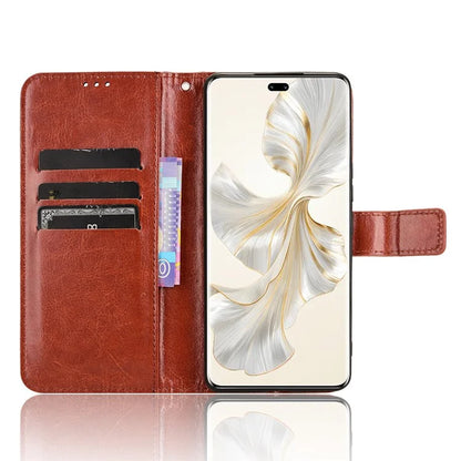For Honor 100 Pro 5G Leather Case Crazy Horse Texture Wallet Stand Cover