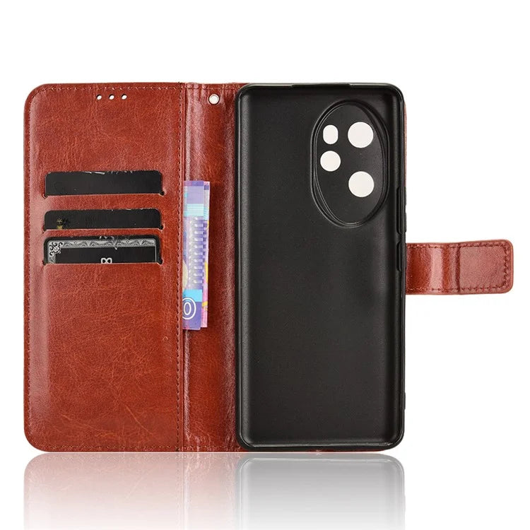 For Honor 100 Pro 5G Leather Case Crazy Horse Texture Wallet Stand Cover
