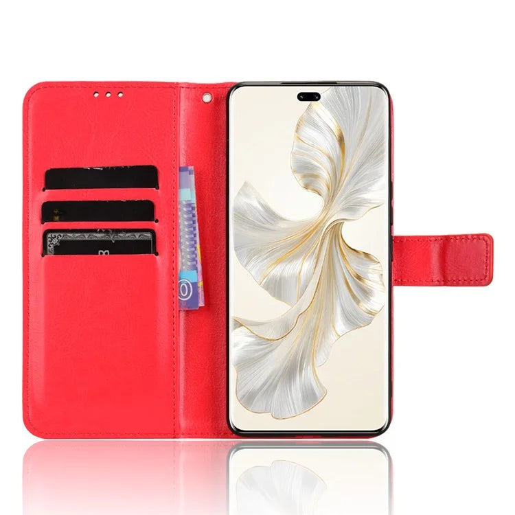 For Honor 100 Pro 5G Leather Case Crazy Horse Texture Wallet Stand Cover