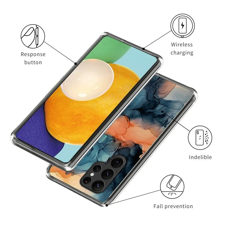 Cell Phone Case for Samsung Galaxy S24 Ultra Shell Abstract Marble Printed IMD TPU Cover