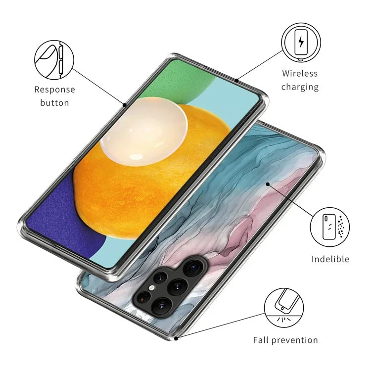 Cell Phone Case for Samsung Galaxy S24 Ultra Shell Abstract Marble Printed IMD TPU Cover
