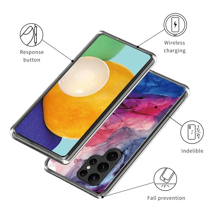 Cell Phone Case for Samsung Galaxy S24 Ultra Shell Abstract Marble Printed IMD TPU Cover