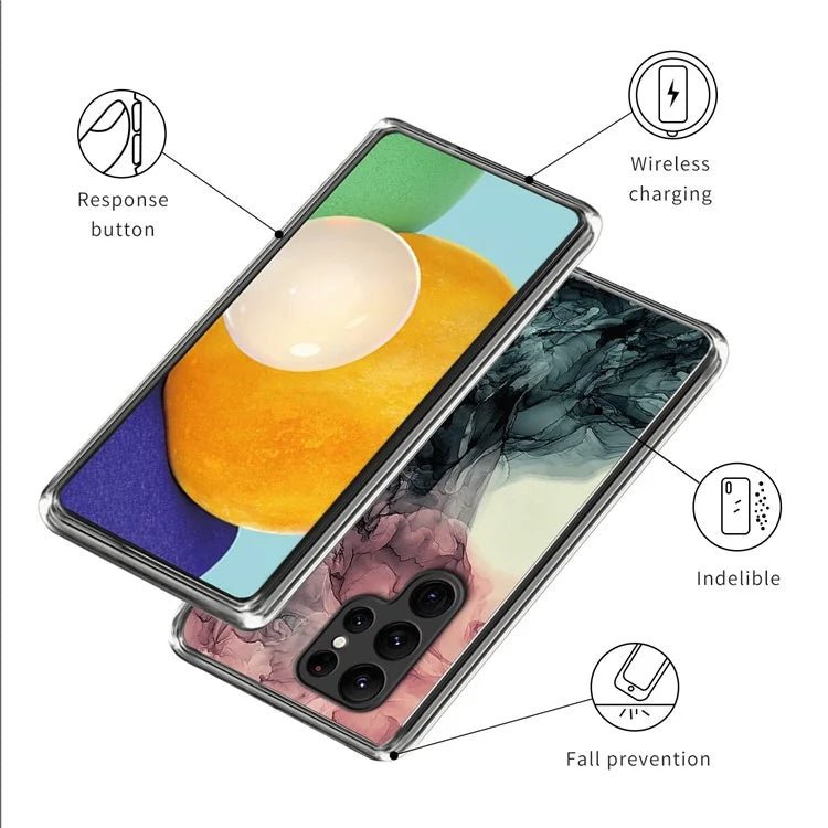 Cell Phone Case for Samsung Galaxy S24 Ultra Shell Abstract Marble Printed IMD TPU Cover