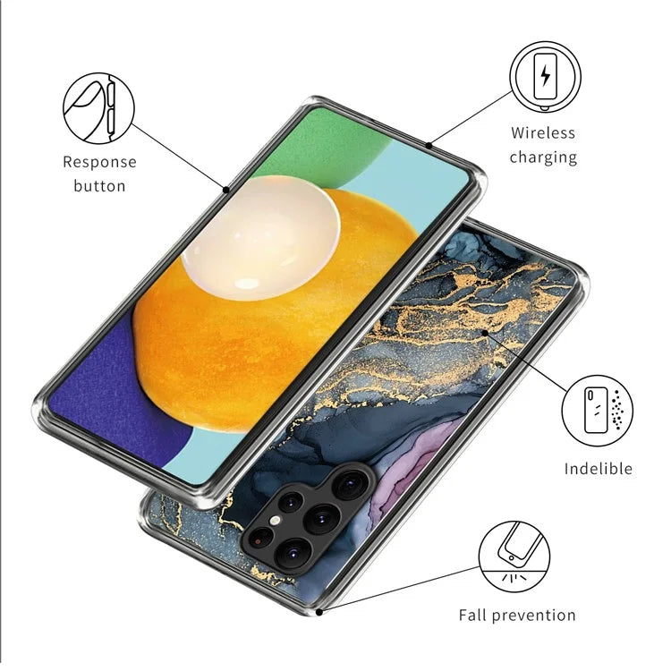 Cell Phone Case for Samsung Galaxy S24 Ultra Shell Abstract Marble Printed IMD TPU Cover