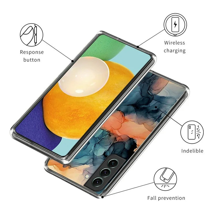IMD TPU Case for Samsung Galaxy S24 Shell Abstract Marble Printed Anti-Scratch Phone Cover