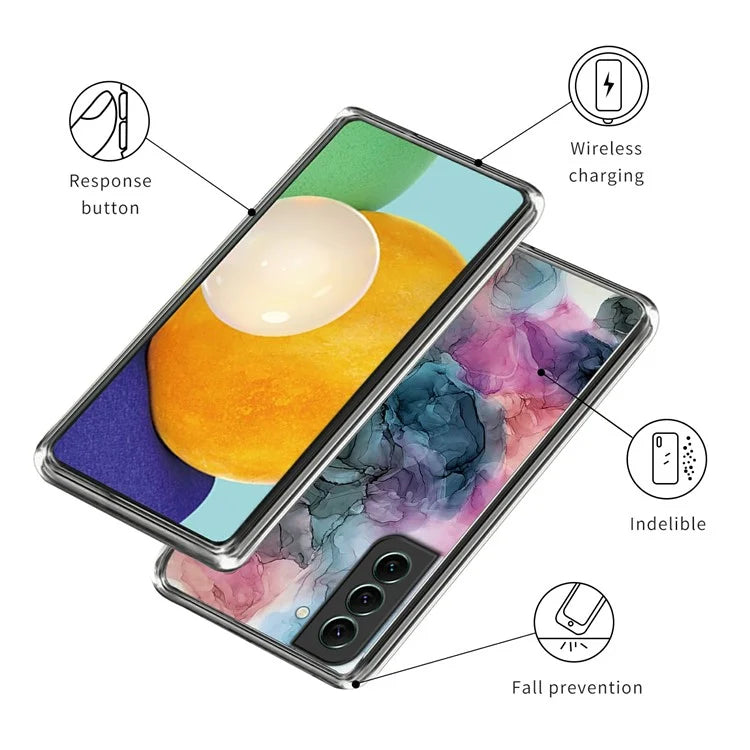 IMD TPU Case for Samsung Galaxy S24 Shell Abstract Marble Printed Anti-Scratch Phone Cover