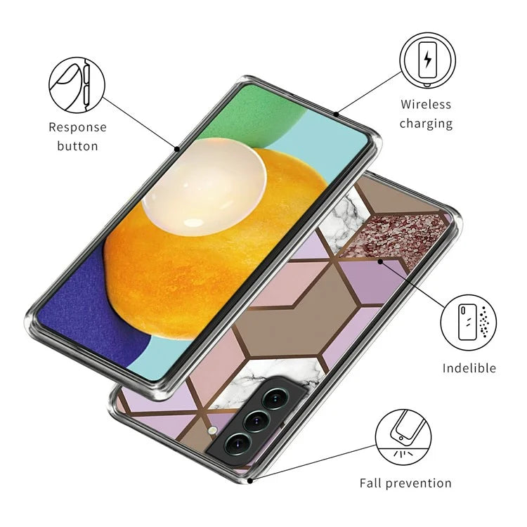 IMD TPU Case for Samsung Galaxy S24 Shell Abstract Marble Printed Anti-Scratch Phone Cover