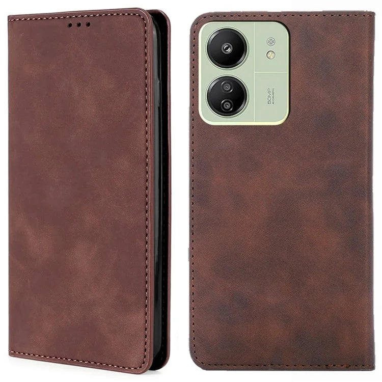For Xiaomi Redmi 13C 4G / Poco C65 4G Case Skin-Touch Feeling PU Leather Phone Cover with Card Slots