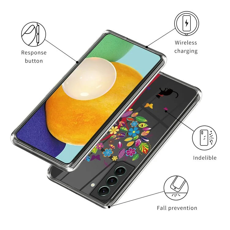 For Samsung Galaxy S24 Phone Case IMD Pattern Design Anti-scratch TPU Cover
